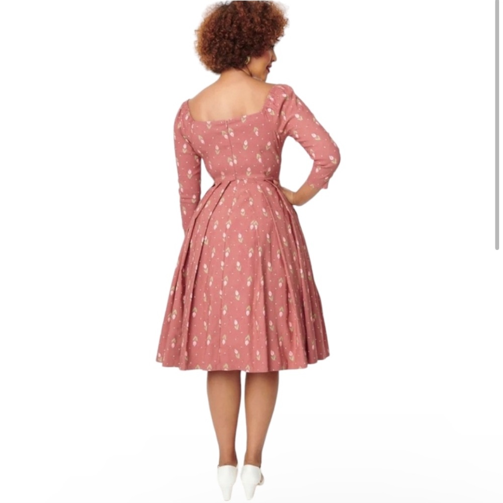 Unique Vintage Pink Floral Tulip Dress - Picture 2 of 10